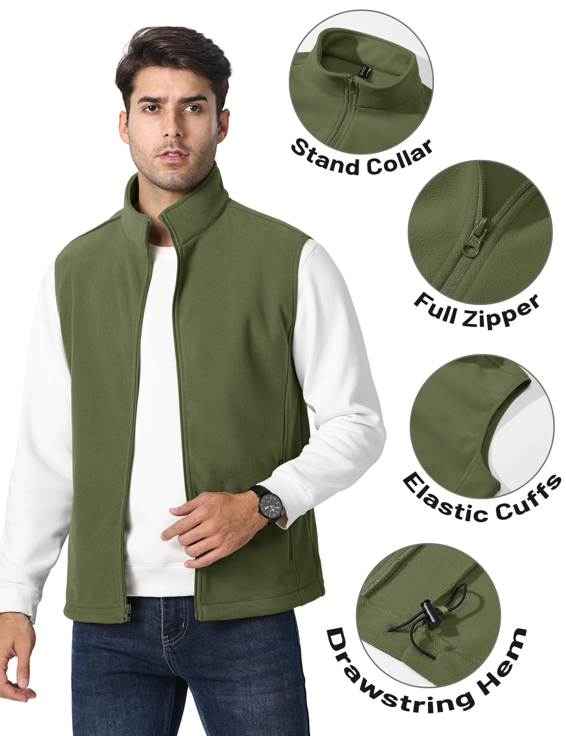 Foto 4 pulgar | Chaleco Para Correr Tacvasen De Forro Polar Ligero Y Cálido Para Hombre Armygreen M - Venta Internacional.