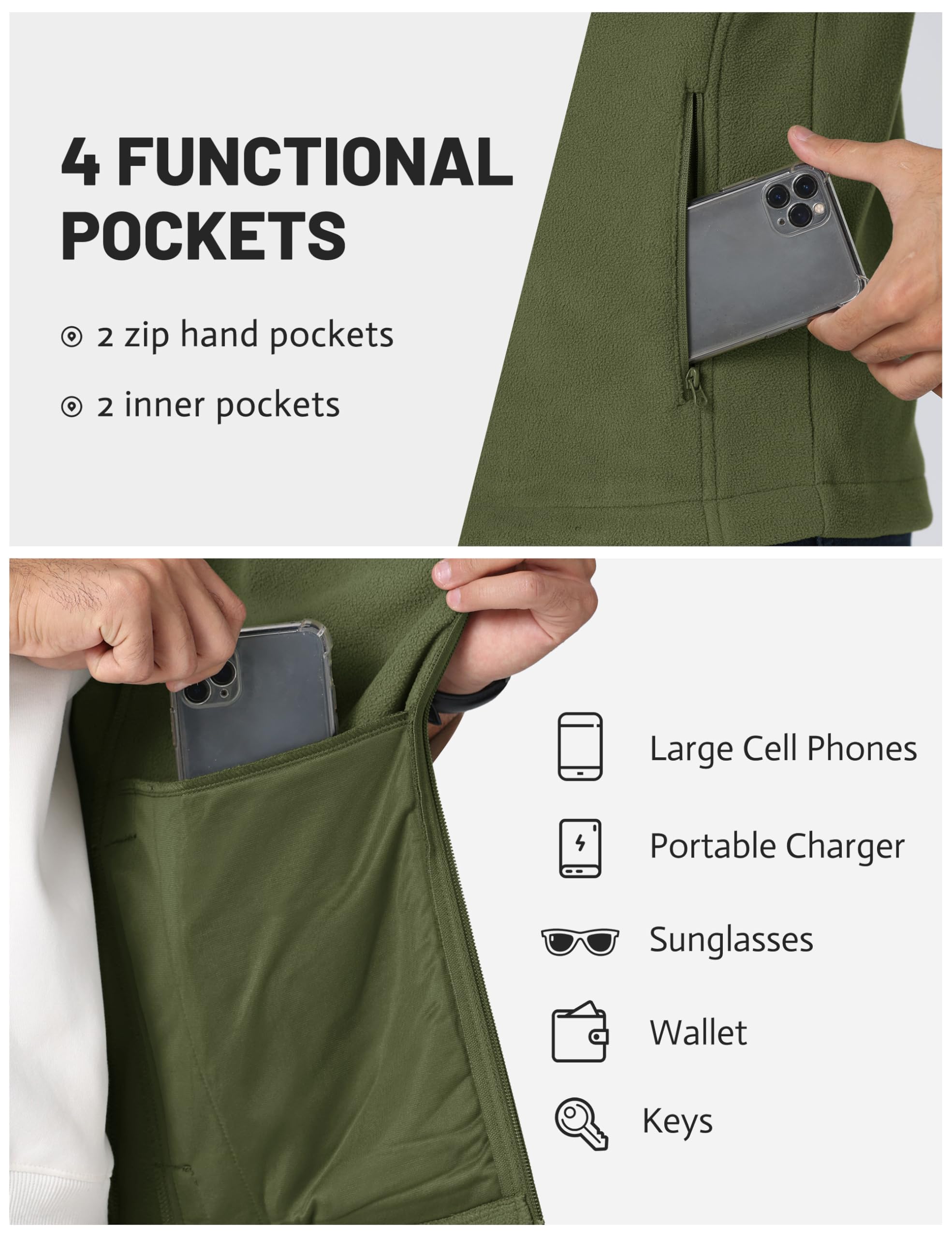 Foto 5 pulgar | Chaleco Para Correr Tacvasen De Forro Polar Ligero Y Cálido Para Hombre Armygreen M - Venta Internacional.