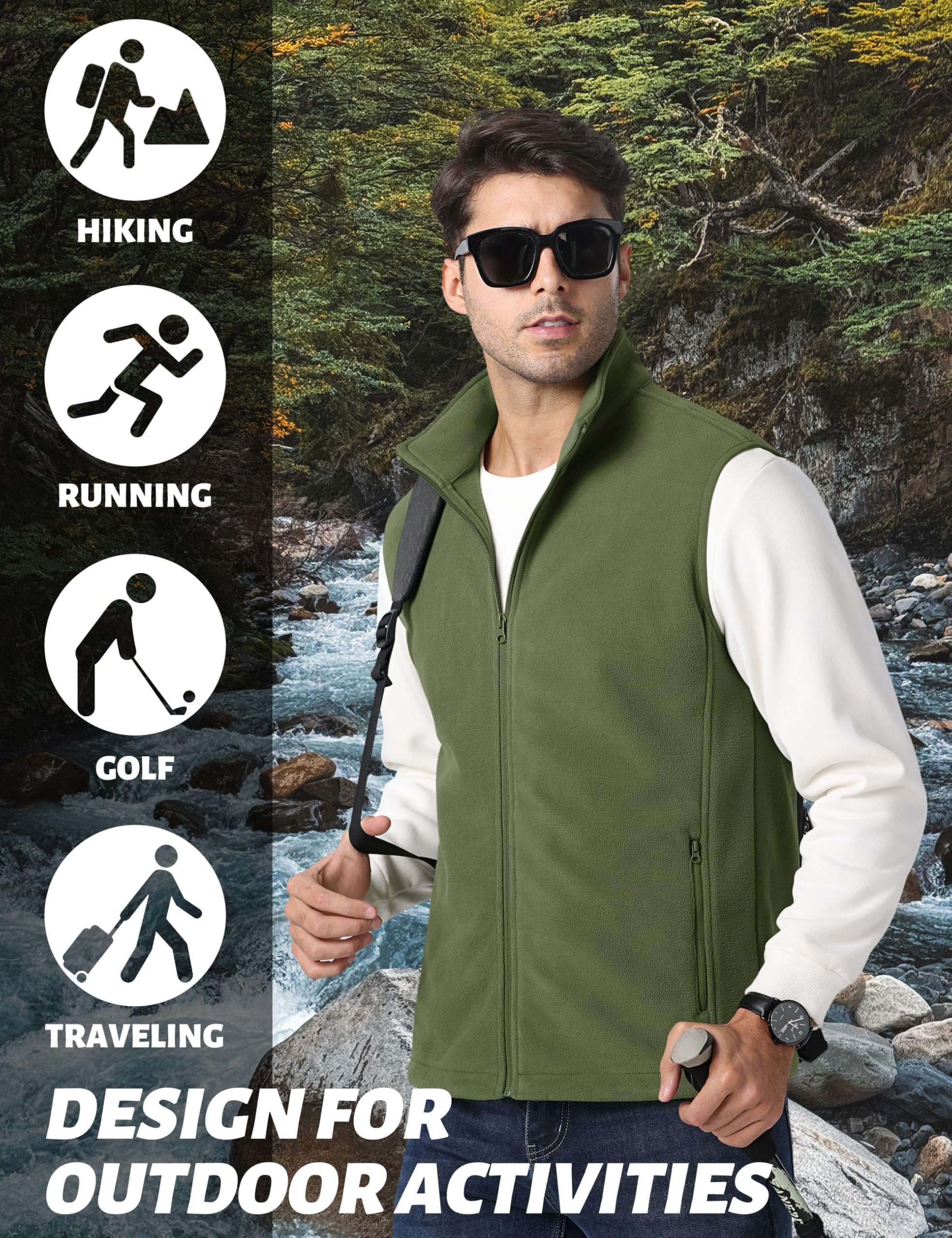 Foto 7 pulgar | Chaleco Para Correr Tacvasen De Forro Polar Ligero Y Cálido Para Hombre Armygreen M - Venta Internacional.