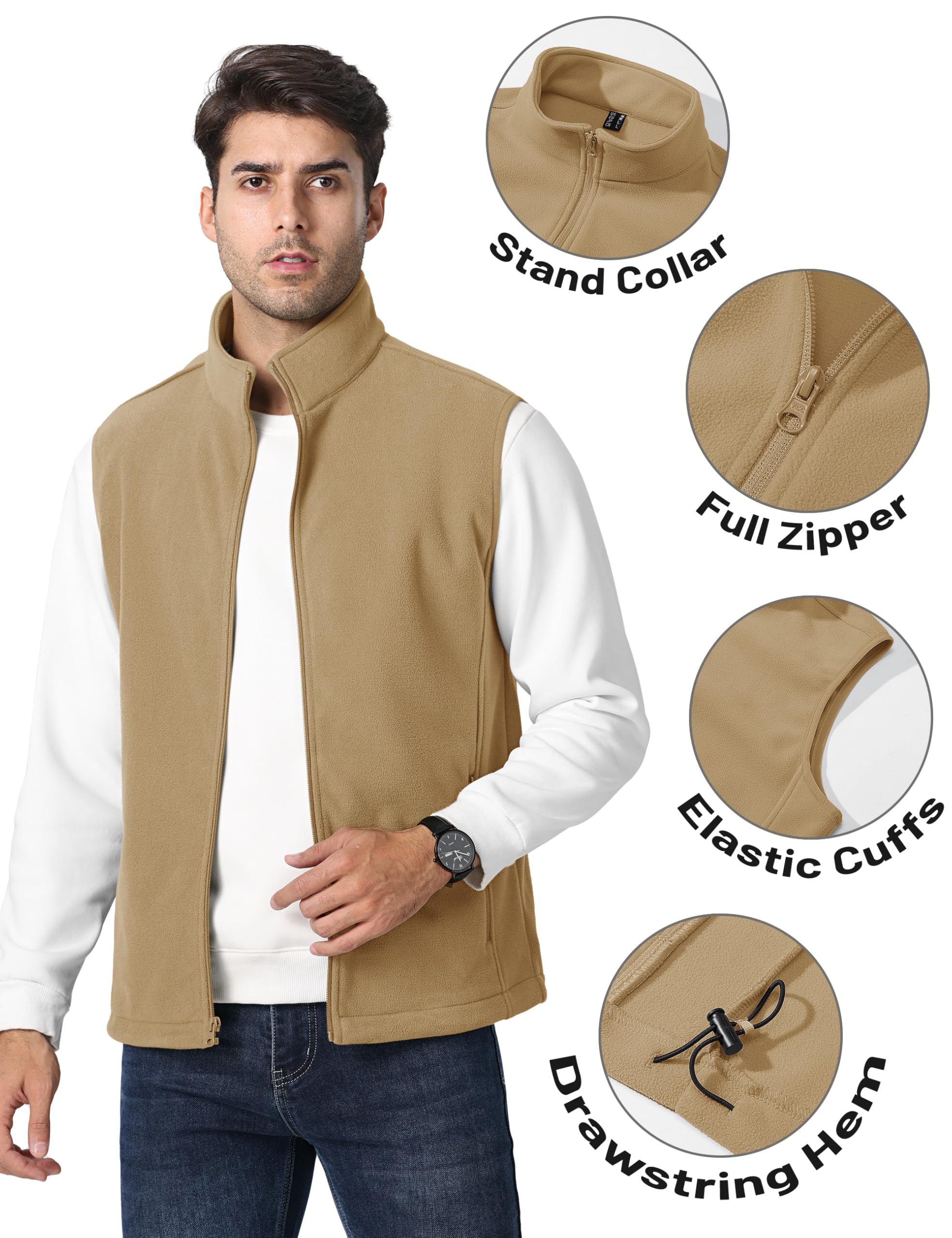 Foto 4 pulgar | Chaleco Polar Tacvasen Para Hombre, Chaqueta Cálida Sin Mangas, Caqui, 2xl - Venta Internacional.