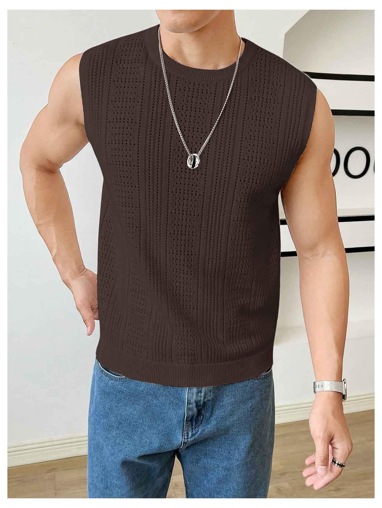 Foto 4 pulgar | Chaleco Verdusa  Cuello Redondo Marrón para Hombre - Venta Internacional