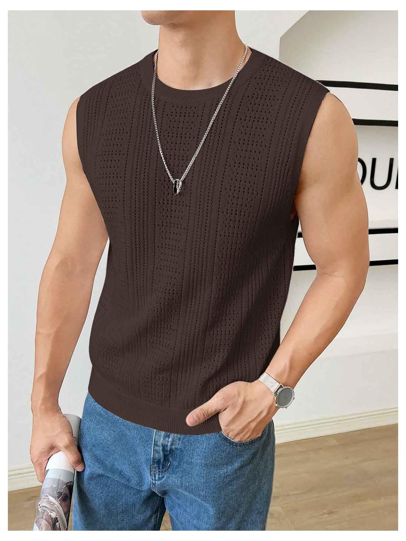 Foto 5 pulgar | Chaleco Verdusa  Cuello Redondo Marrón para Hombre - Venta Internacional