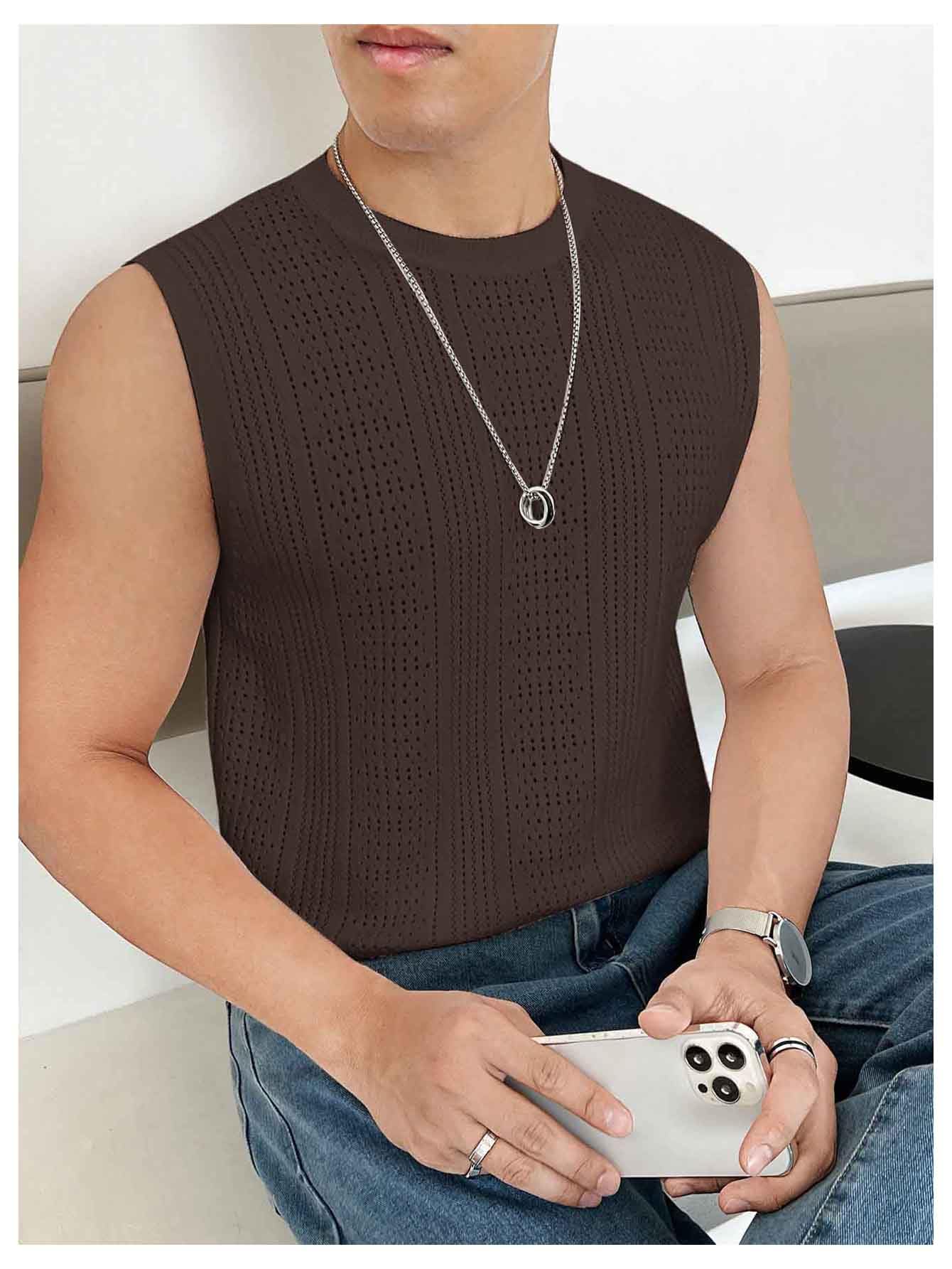 Foto 5 | Chaleco Verdusa  Cuello Redondo Marrón para Hombre - Venta Internacional