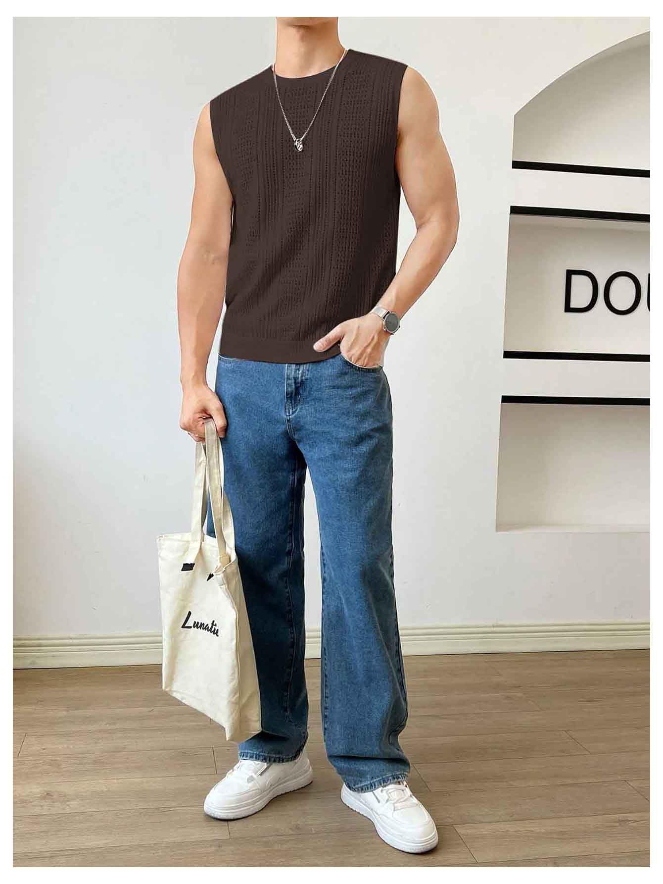 Foto 7 | Chaleco Verdusa  Cuello Redondo Marrón para Hombre - Venta Internacional