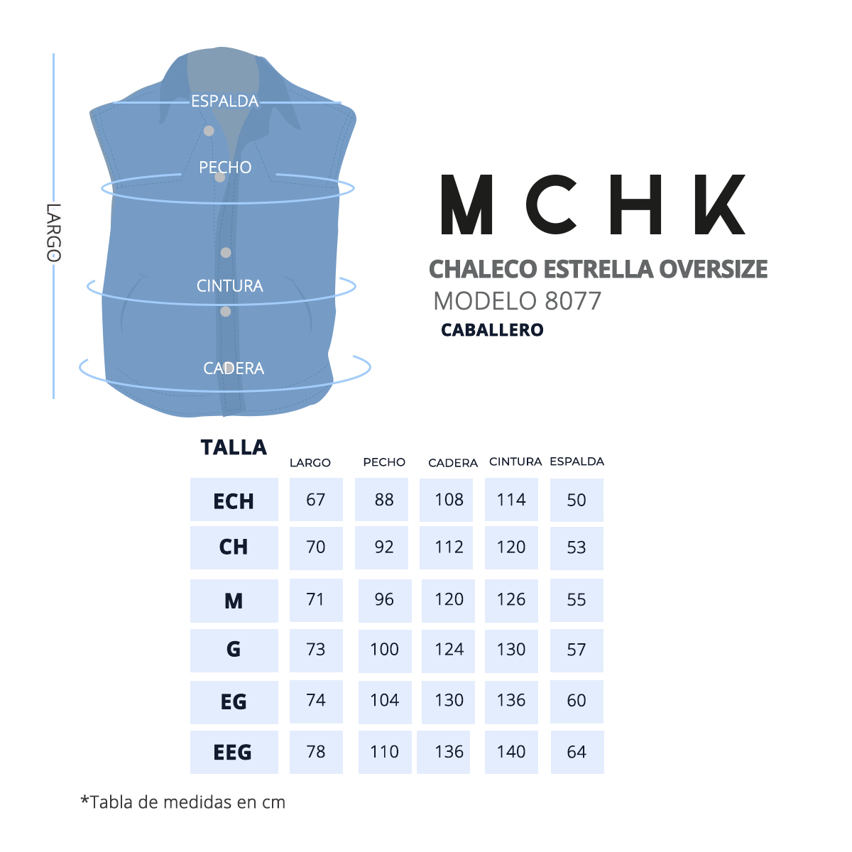 Foto 5 | Chaleco De Mezclilla Mchk. Caballero Diseño De Estrella, Color Azul. Modelo 8077
