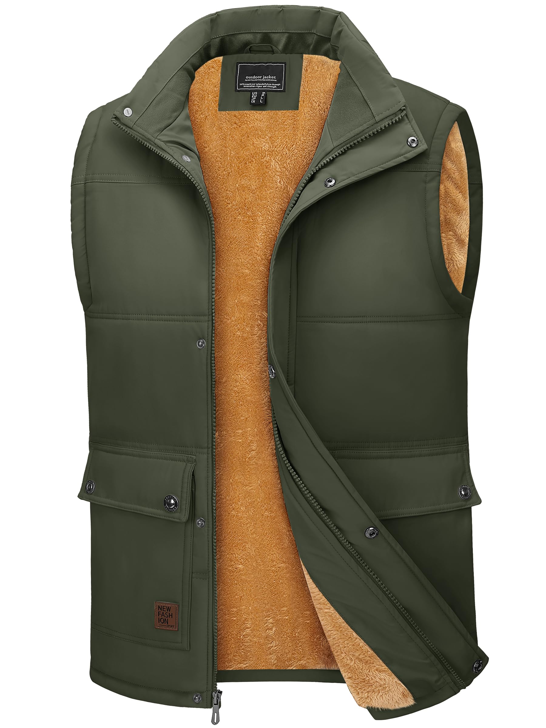 Foto 2 pulgar | Chaleco Tacvasen Para Hombre, Forro Polar Grueso Y Cálido Para Invierno Con Bolsillos, Color Verde S - Venta Interna