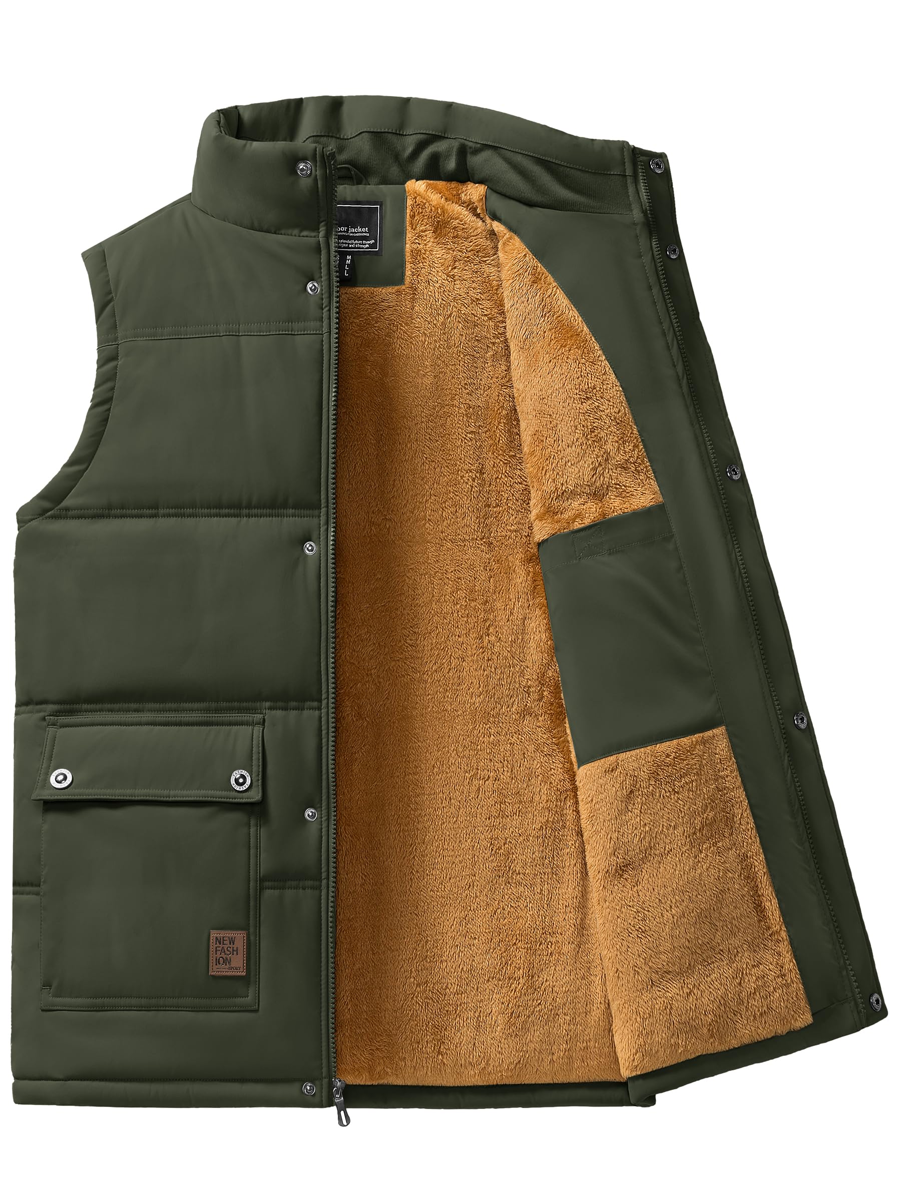 Foto 3 pulgar | Chaleco Tacvasen Para Hombre, Forro Polar Grueso Y Cálido Para Invierno Con Bolsillos, Color Verde S - Venta Interna