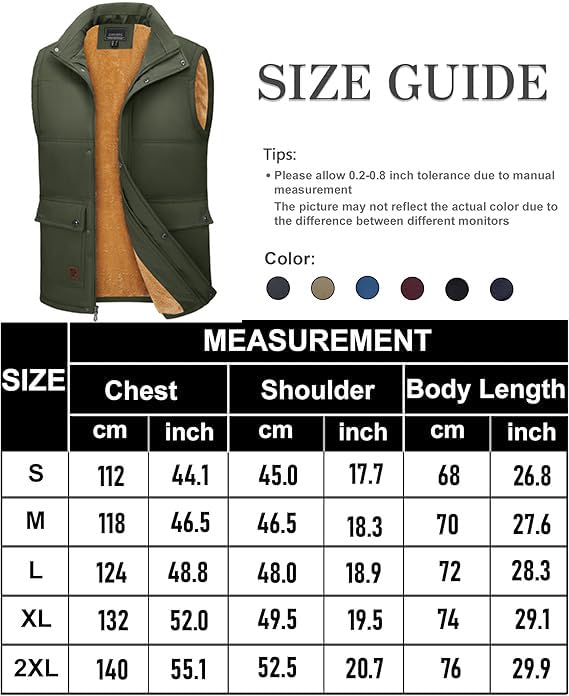 Foto 8 pulgar | Chaleco Tacvasen Para Hombre, Forro Polar Grueso Y Cálido Para Invierno Con Bolsillos, Color Verde S - Venta Interna
