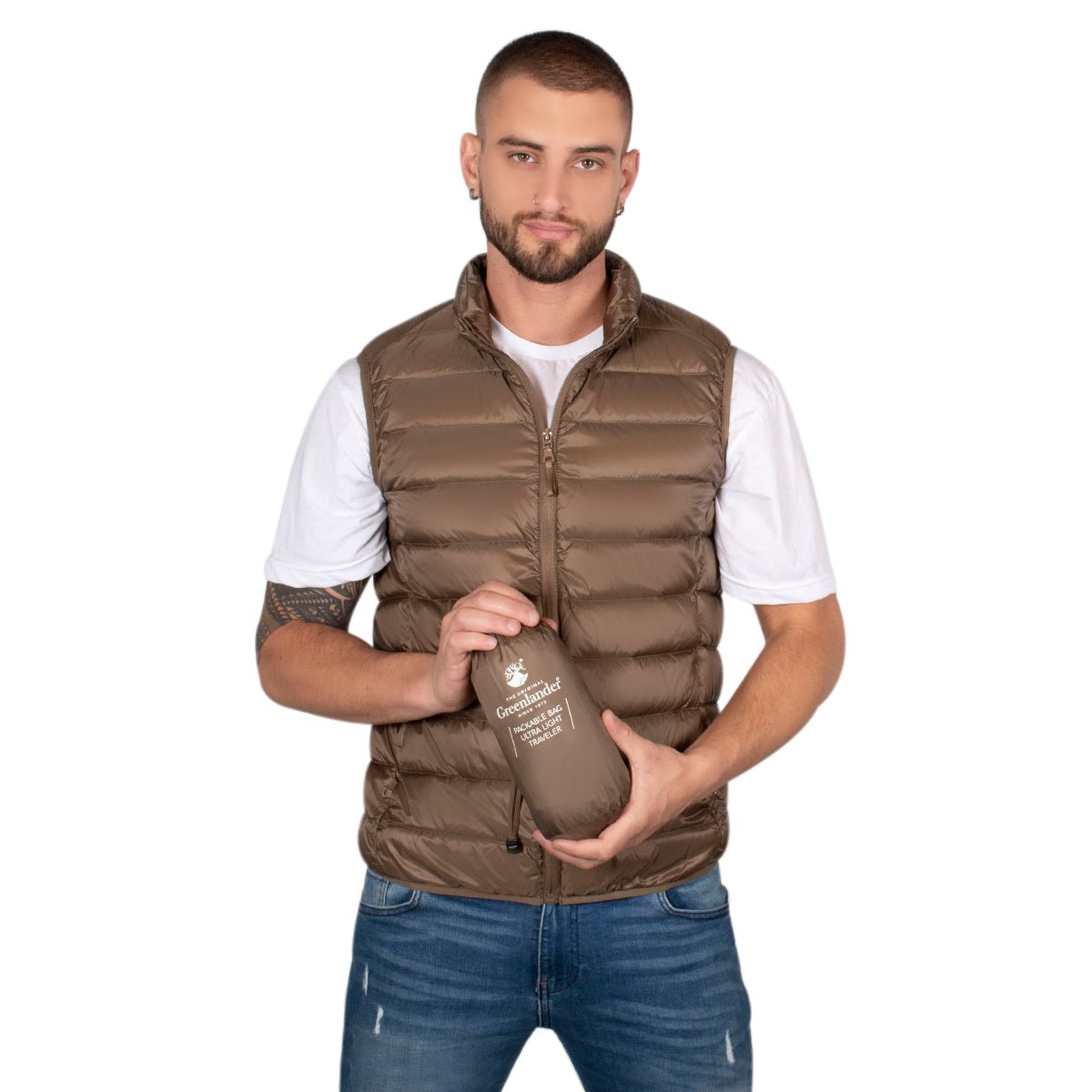 Foto 3 pulgar | Chaleco Greenlander De Pluma Ligera Con Bolsa Transportable Para Hombre