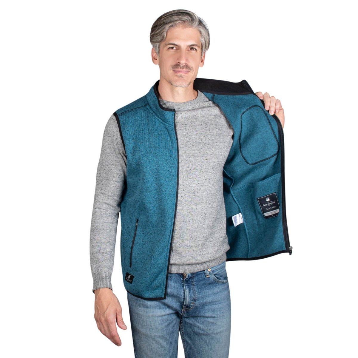 Foto 3 pulgar | Chaleco Greenlander De Punto Azul Claro Para Hombre