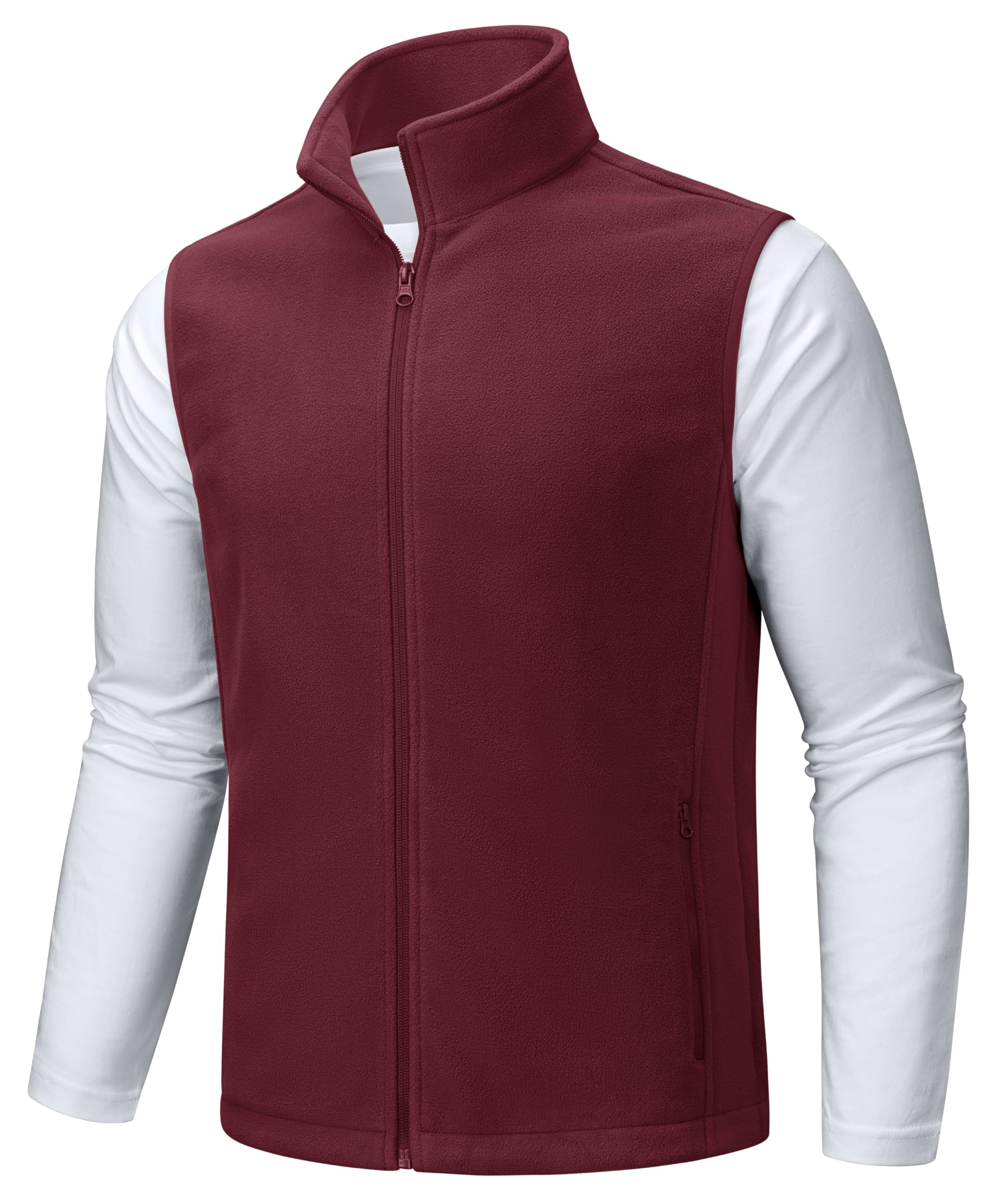 Foto 1 | Chaleco Tacvasen De Forro Polar Para Hombre, Con Cierre Completo, Ligero, Color Rojo Vino Xl - Venta Internacional.