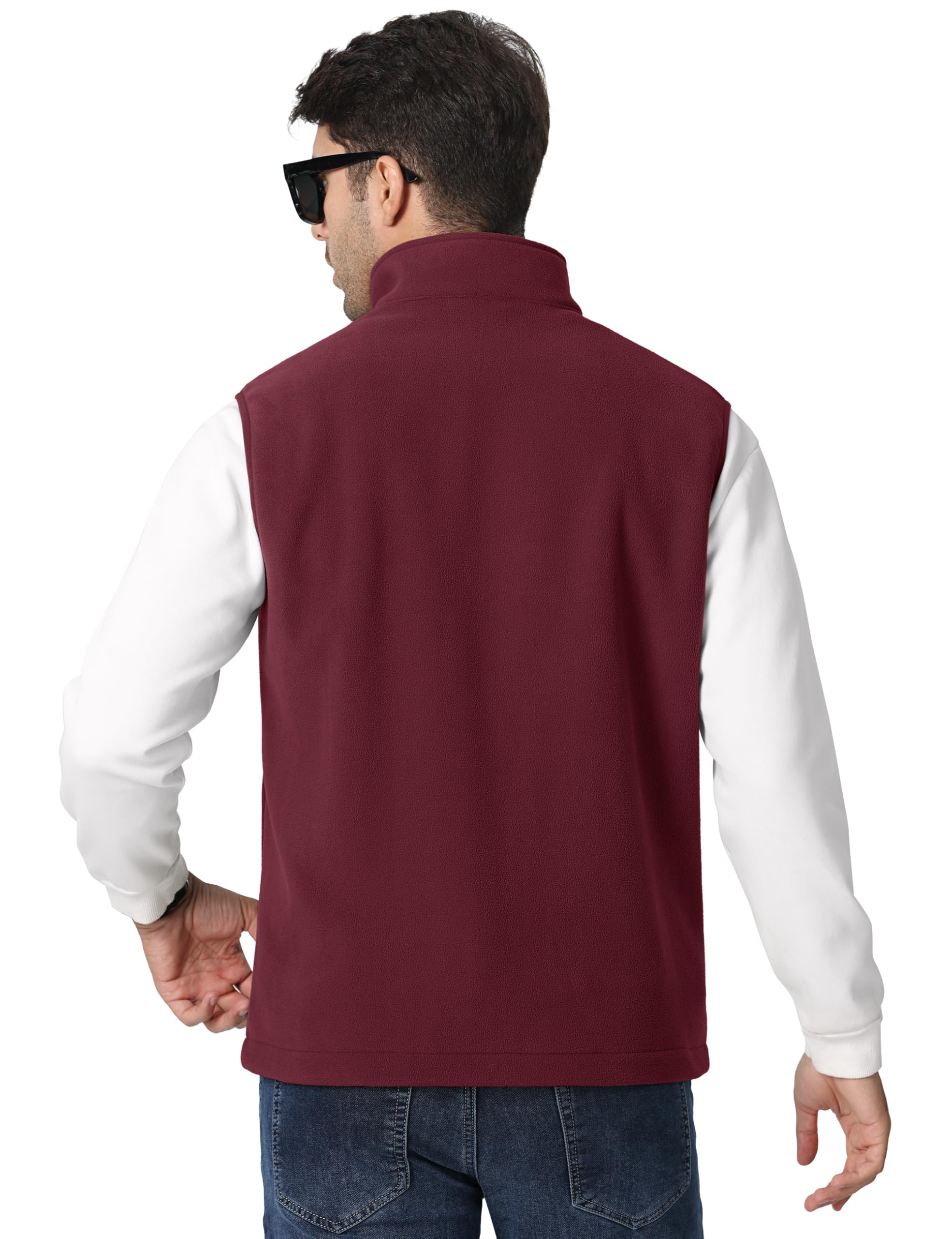 Foto 2 | Chaleco Tacvasen De Forro Polar Para Hombre, Con Cierre Completo, Ligero, Color Rojo Vino Xl - Venta Internacional.