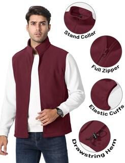 Foto 3 | Chaleco Tacvasen De Forro Polar Para Hombre, Con Cierre Completo, Ligero, Color Rojo Vino Xl - Venta Internacional.