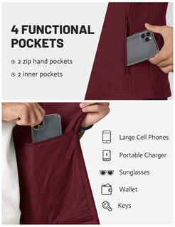 Foto 4 | Chaleco Tacvasen De Forro Polar Para Hombre, Con Cierre Completo, Ligero, Color Rojo Vino Xl - Venta Internacional.