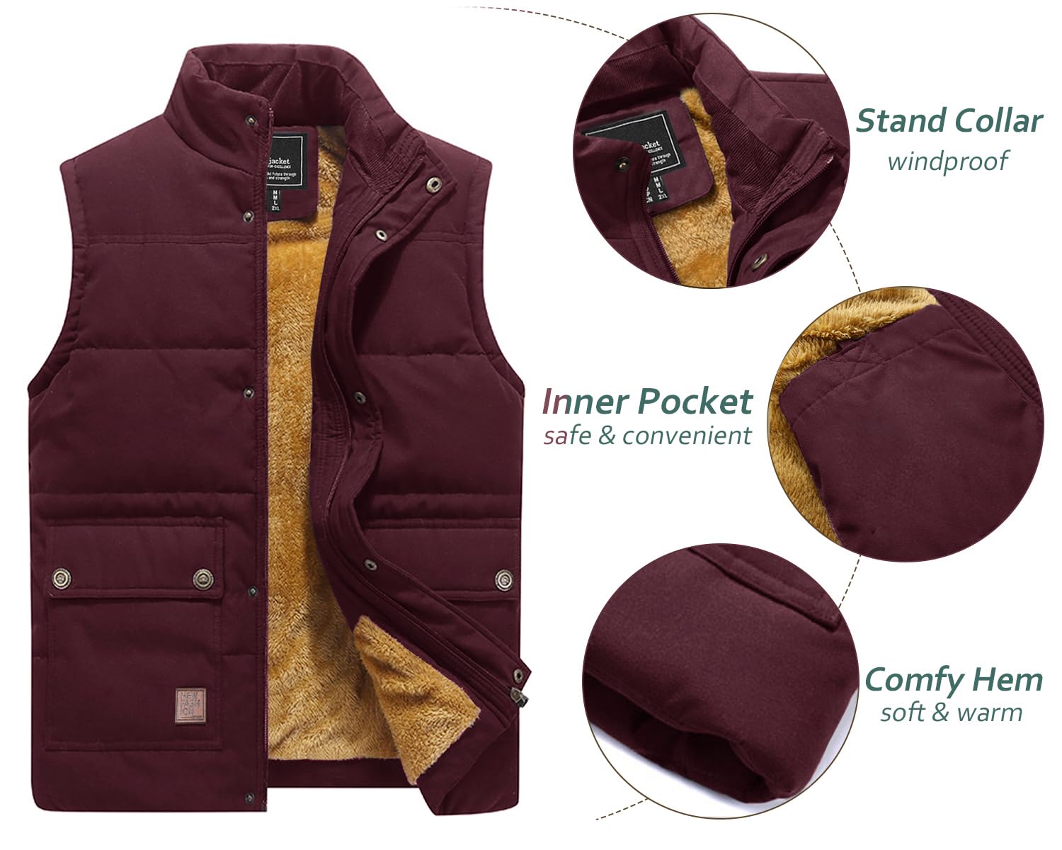 Foto 5 pulgar | Chaleco De Invierno Tacvasen Chaqueta Sin Mangas Con Forro Polar Grueso Para Hombre - Venta Internacional.