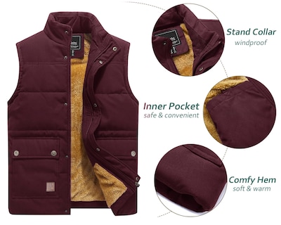 Foto 4 | Chaleco De Invierno Tacvasen Chaqueta Sin Mangas Con Forro Polar Grueso Para Hombre - Venta Internacional.