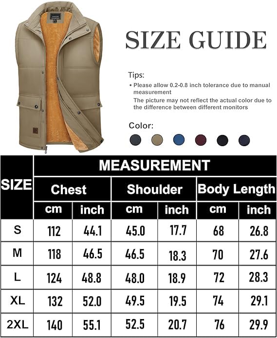 Foto 7 | Chaleco Tacvasen Para Hombre, Casual, Cálido, Forro Polar, Cuello Alto, Color Caqui - Venta Internacional.