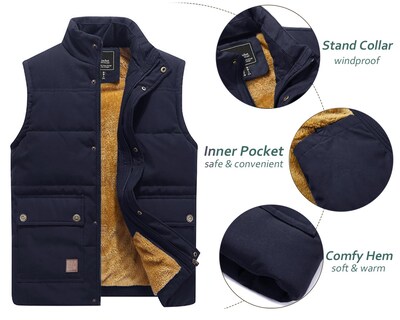 Foto 4 | Chaleco Tacvasen Para Hombre, Forro Polar Cálido Con Cremallera Completa, Para Exteriores - Venta Internacional.