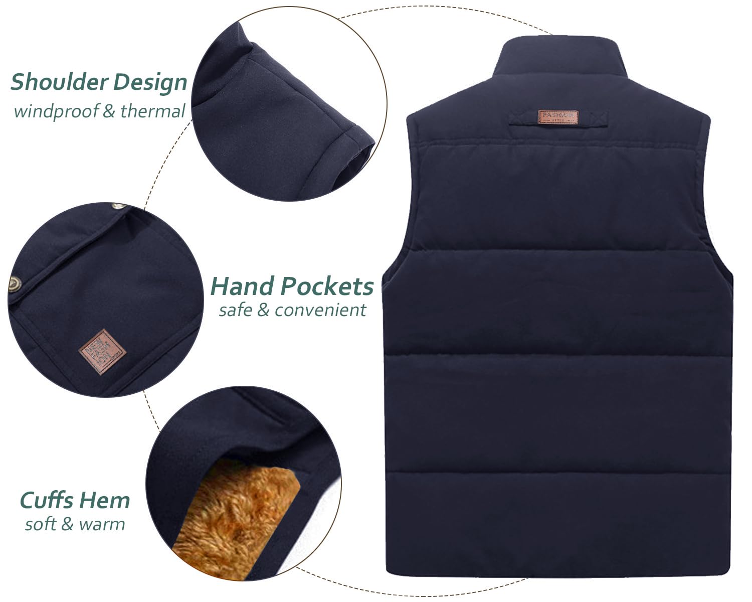 Foto 6 pulgar | Chaleco Tacvasen Para Hombre, Forro Polar Cálido Con Cremallera Completa, Para Exteriores - Venta Internacional.