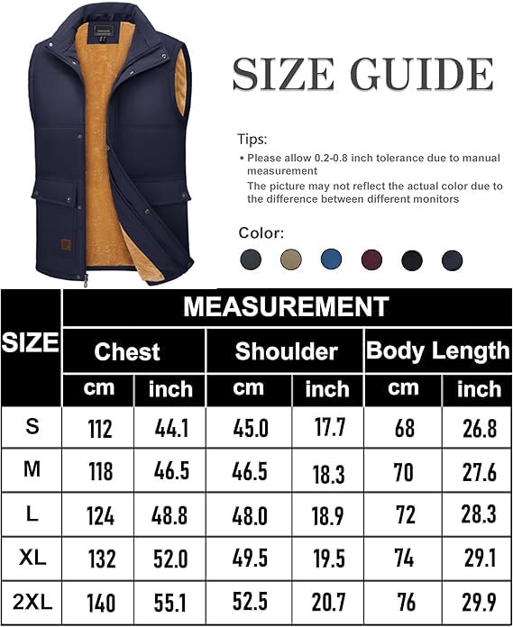 Foto 8 pulgar | Chaleco Tacvasen Para Hombre, Forro Polar Cálido Con Cremallera Completa, Para Exteriores - Venta Internacional.