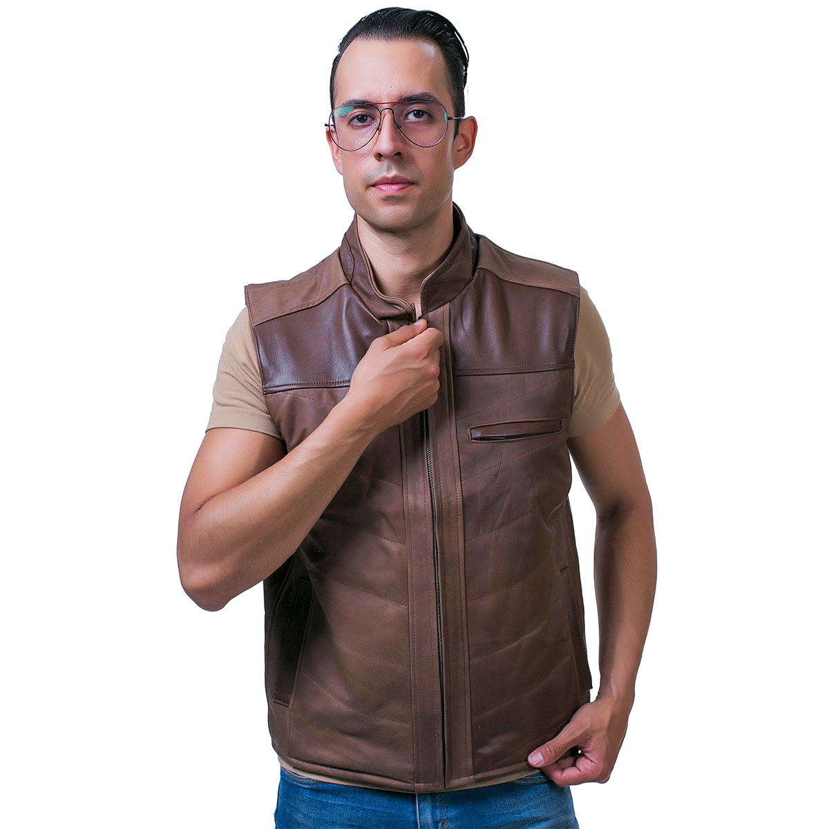 Foto 2 pulgar | Chaleco Piel Borrego Castelli Estilo Western Hombre