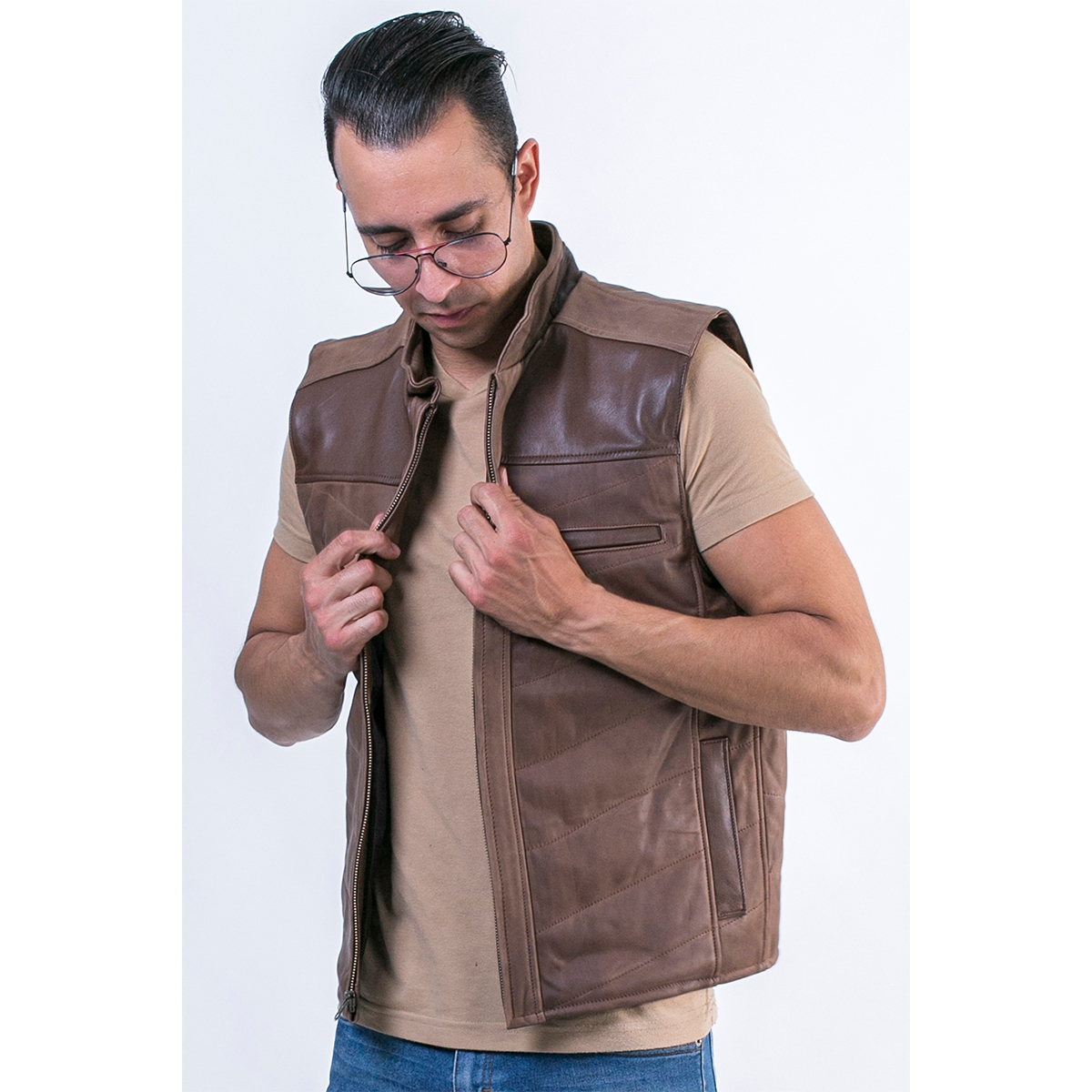 Foto 4 pulgar | Chaleco Piel Borrego Castelli Estilo Western Hombre