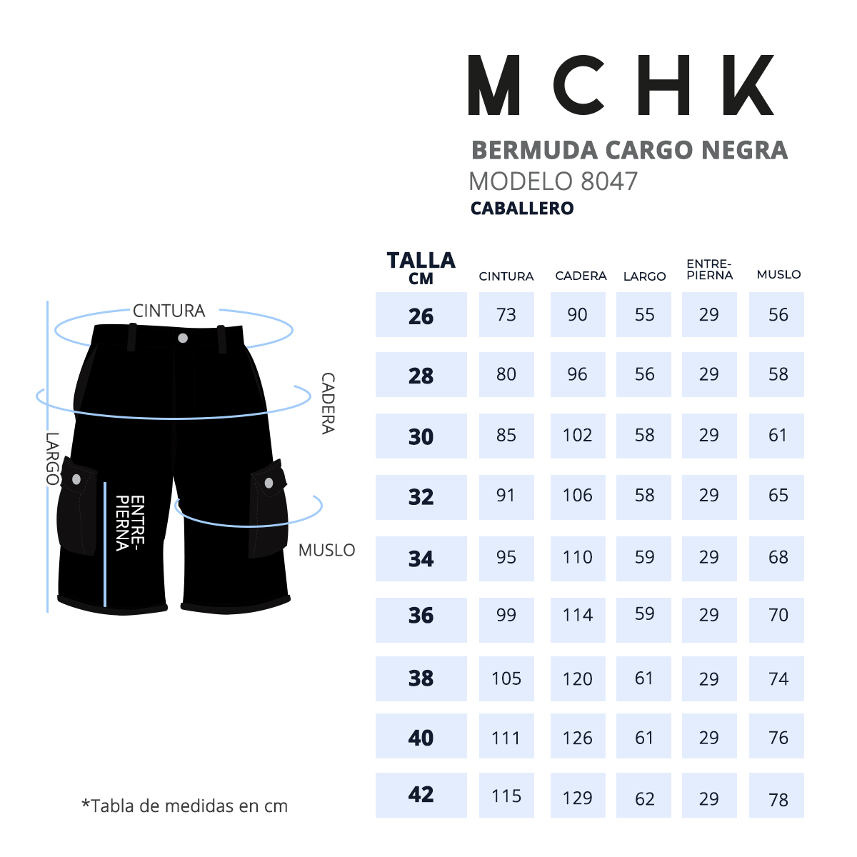 Foto 5 | Bermuda Mchk  8047  de Cargo color Negro para Hombre