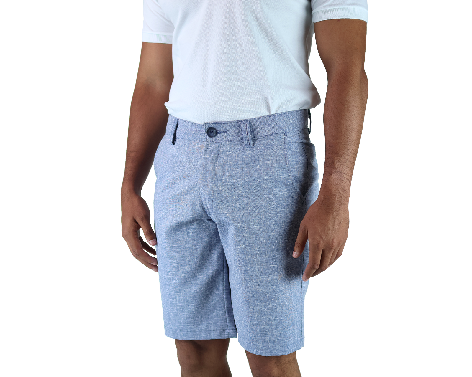 Foto 4 pulgar | Bermuda De Tipo Lino Azul Marino Jaspe Para Hombre Fresco