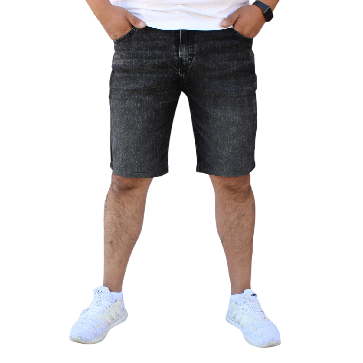 Foto 2 pulgar | Bermuda Short Skinny De Mezclilla Stretch  Gris Obscuro John Silver
