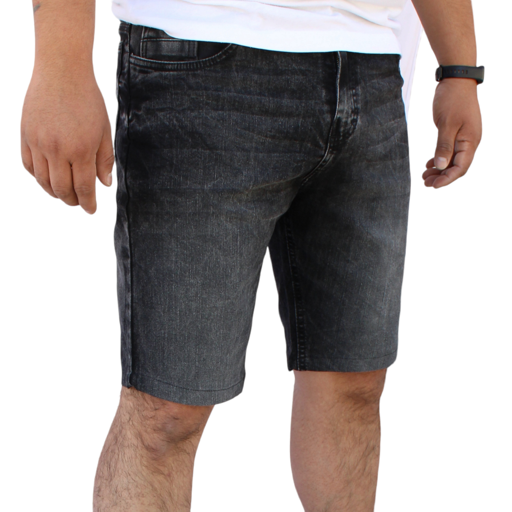 Foto 3 pulgar | Bermuda Short Skinny De Mezclilla Stretch  Gris Obscuro John Silver
