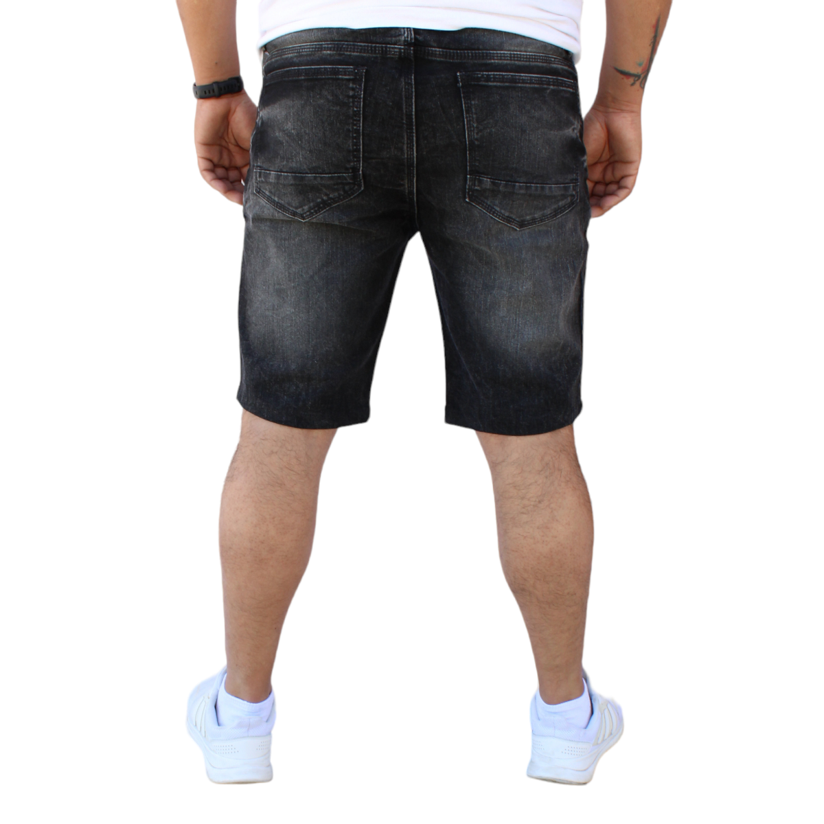 Foto 4 pulgar | Bermuda Short Skinny De Mezclilla Stretch  Gris Obscuro John Silver