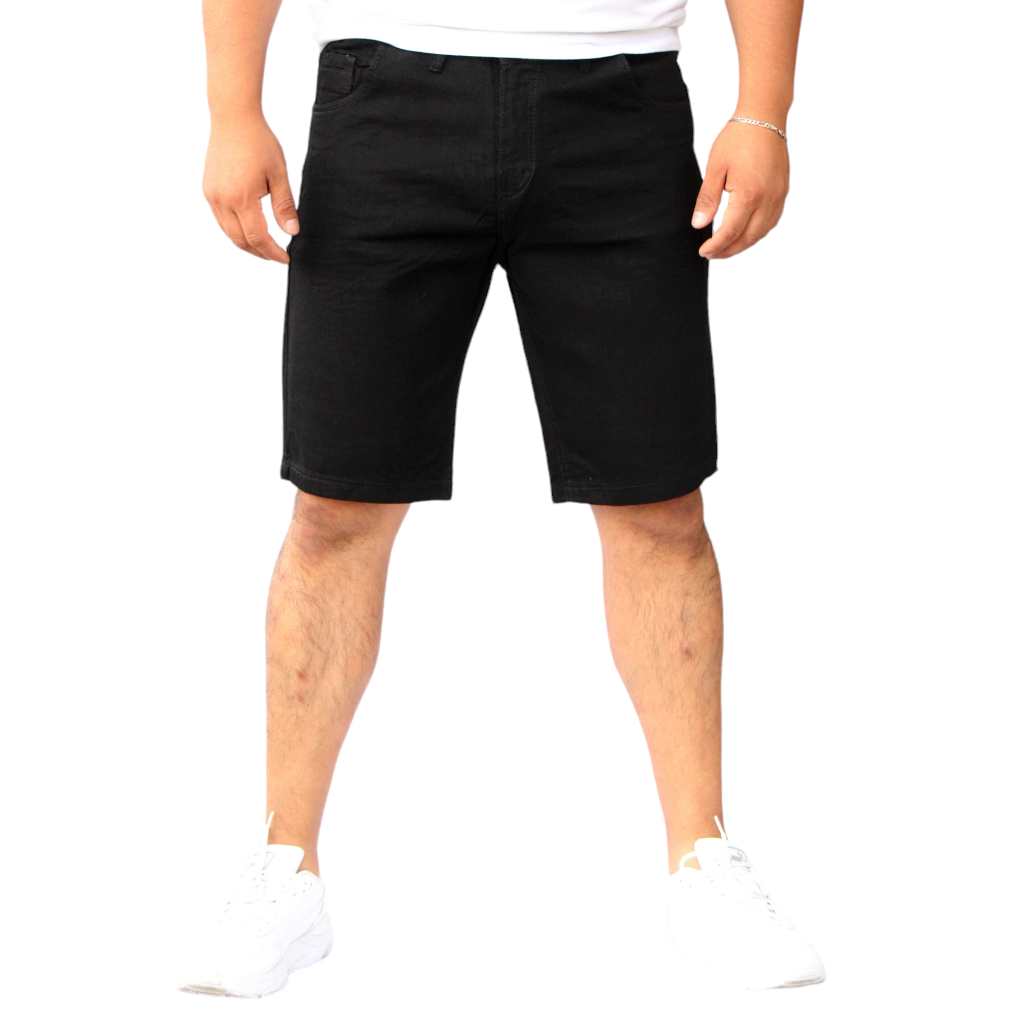 Foto 2 pulgar | Bermuda Short Skinny De Mezclilla Stretch Negro Liso  John Silver