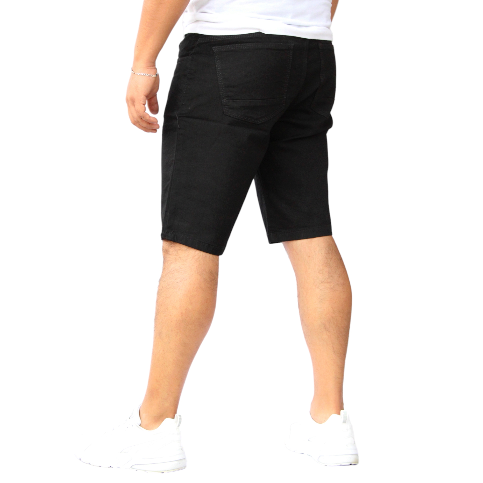 Foto 3 pulgar | Bermuda Short Skinny De Mezclilla Stretch Negro Liso  John Silver