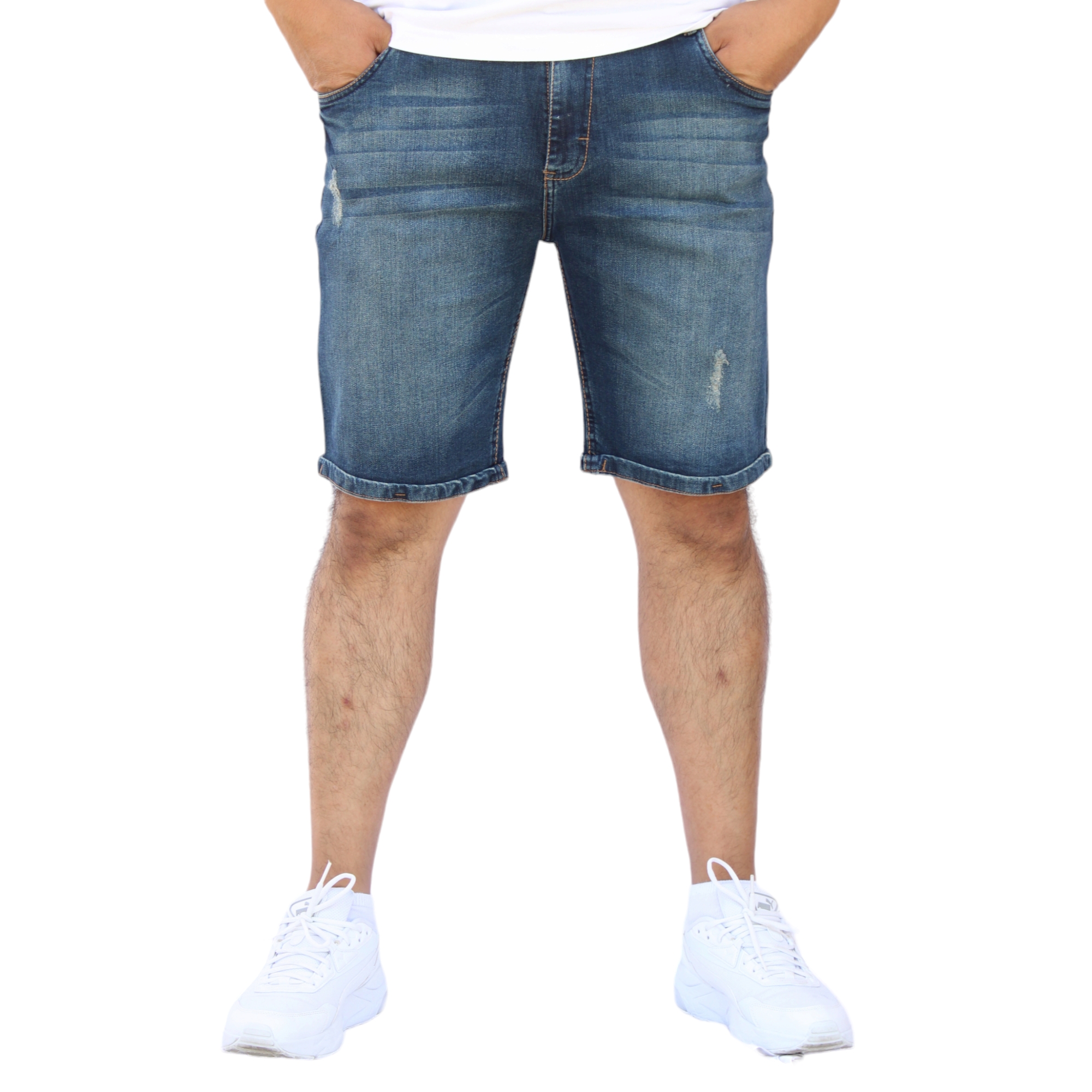 Bermuda Short Skinny De Mezclilla Stretch  Azul Verdoso  John Silver