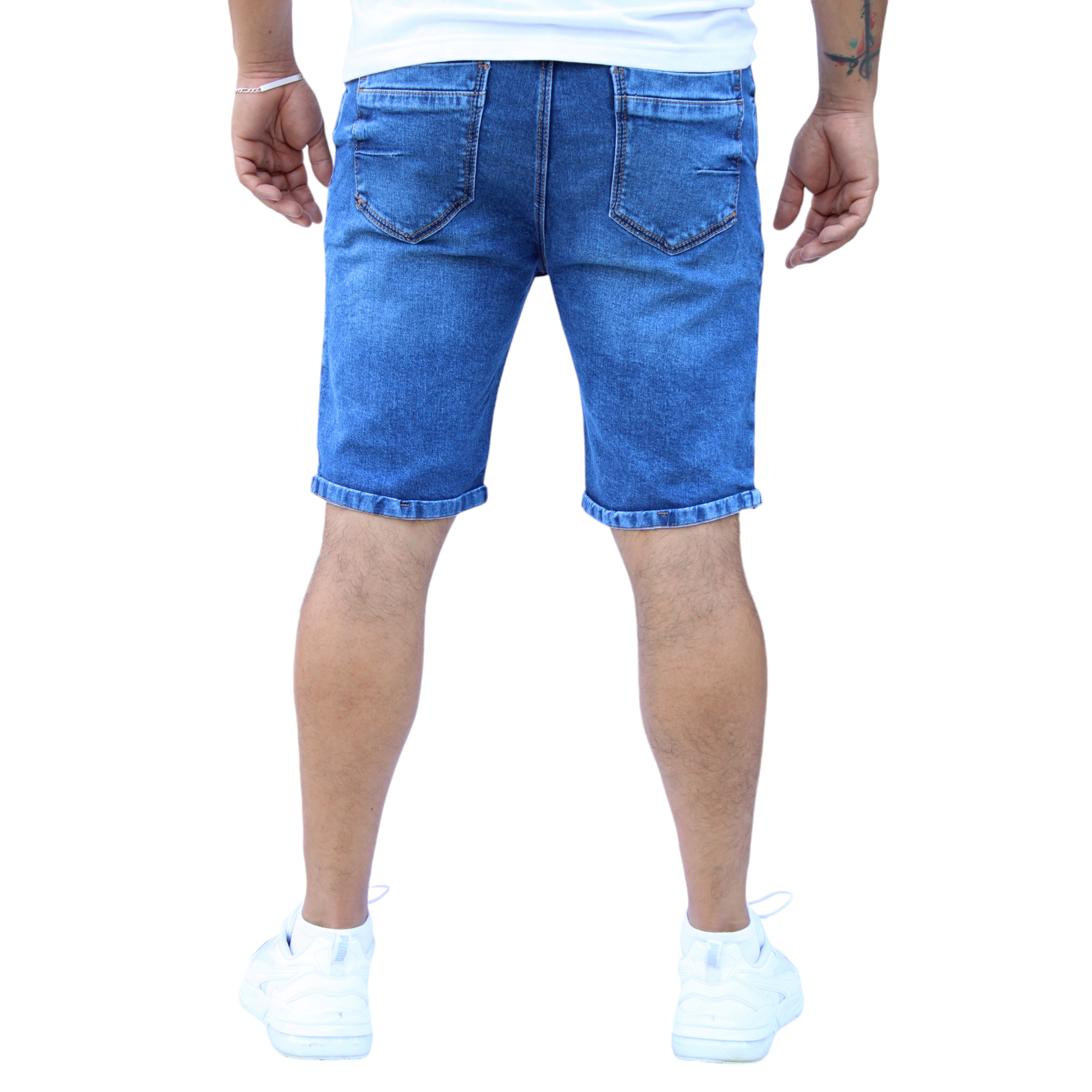 Foto 4 pulgar | Bermuda Short Skinny De Mezclilla Stretch  Azul Acero John Silver