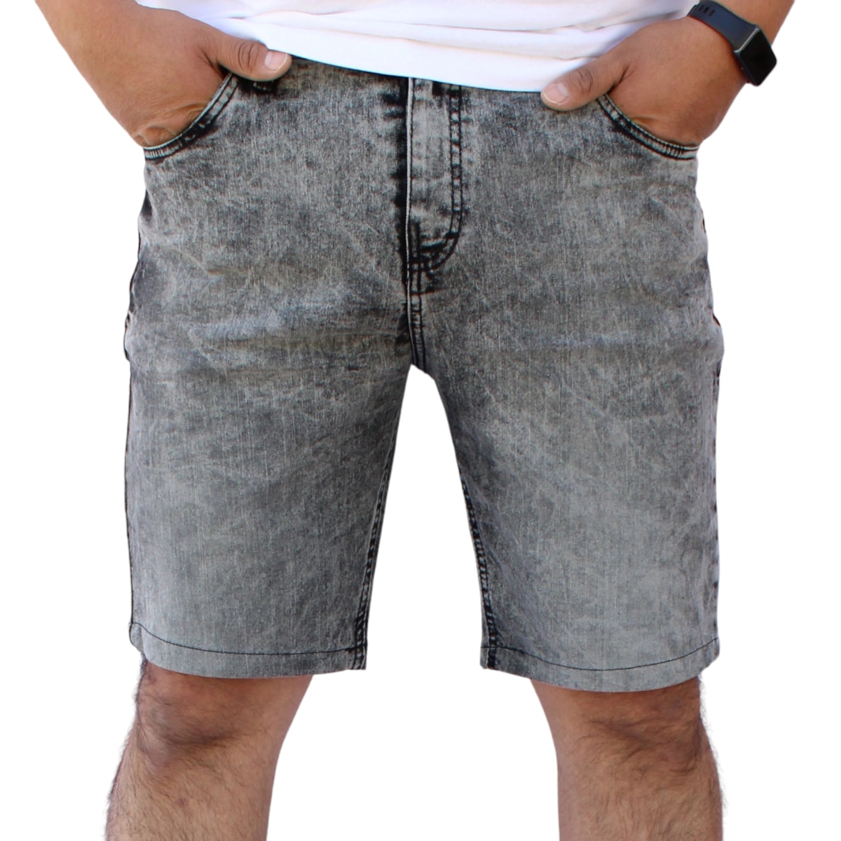 Bermuda Short Skinny De Mezclilla Stretch  Gris Batik John Silver $420