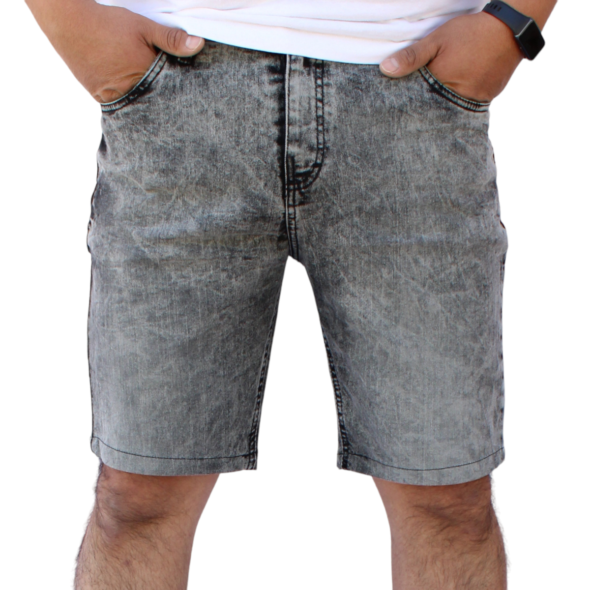 Foto 1 | Bermuda Short Skinny De Mezclilla Stretch  Gris Batik John Silver