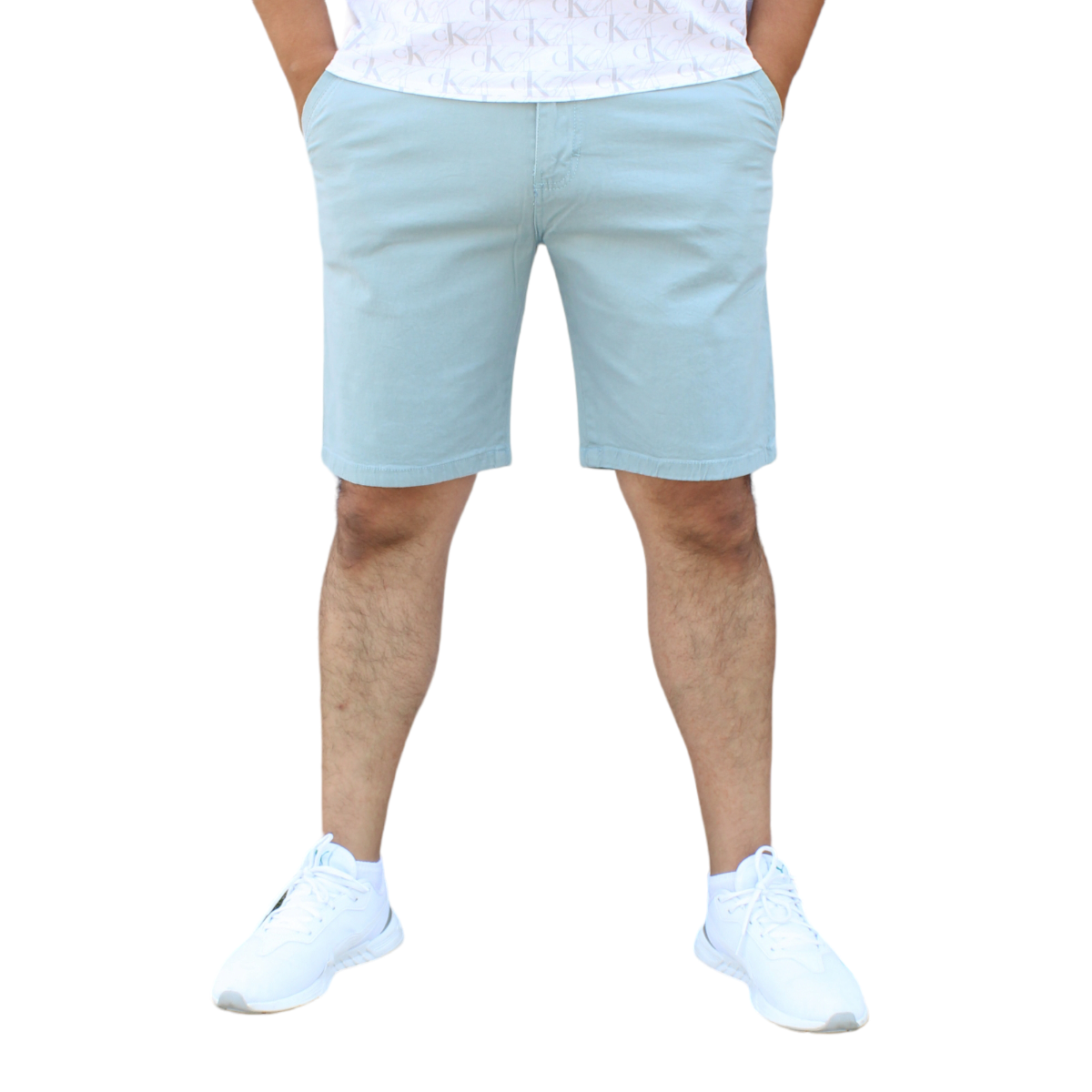 Foto 2 pulgar | Bermuda Short Skinny De Gabardina Stretch Azul Cenizo John Silver
