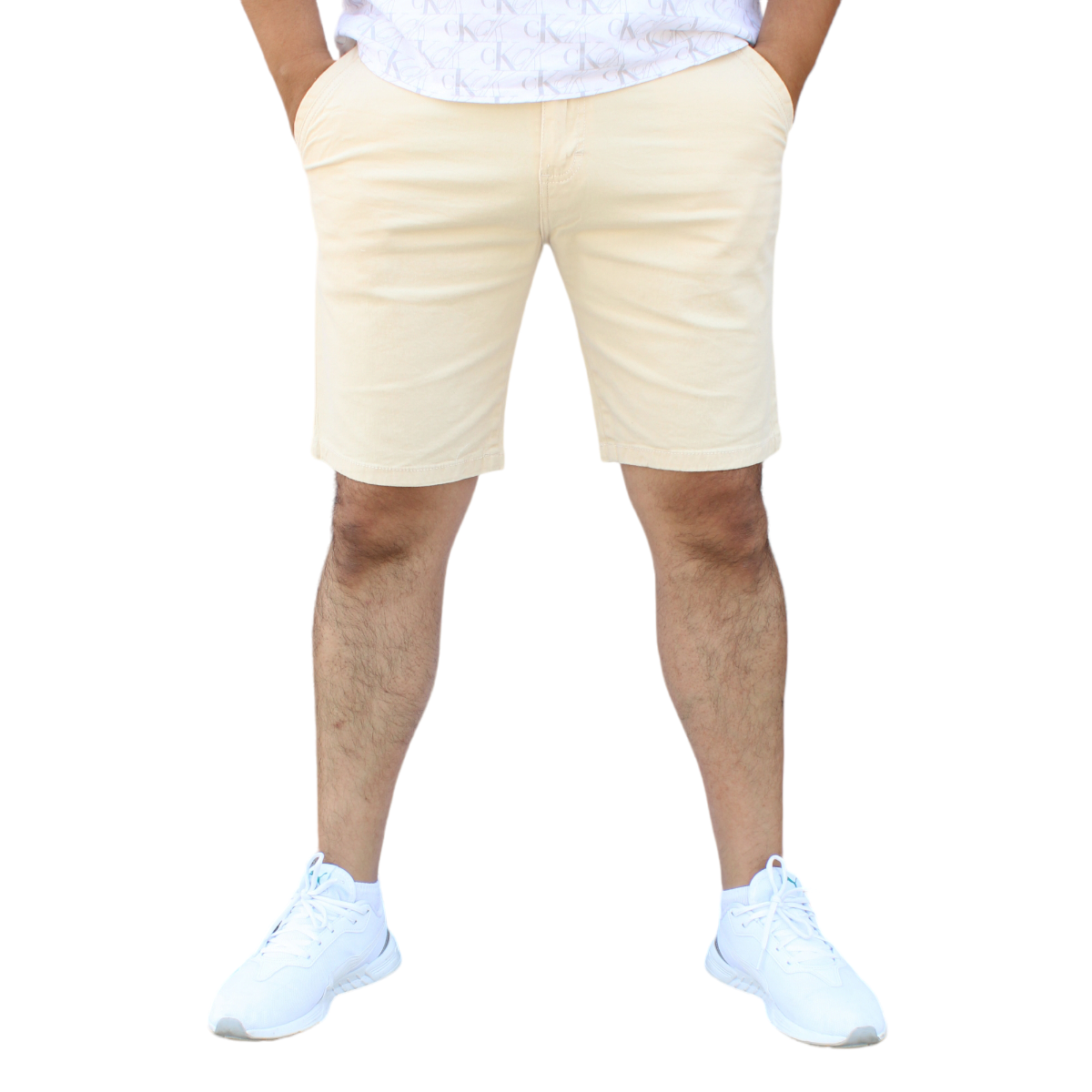 Foto 2 pulgar | Bermuda Short Skinny De Gabardina Stretch Hueso John Silver