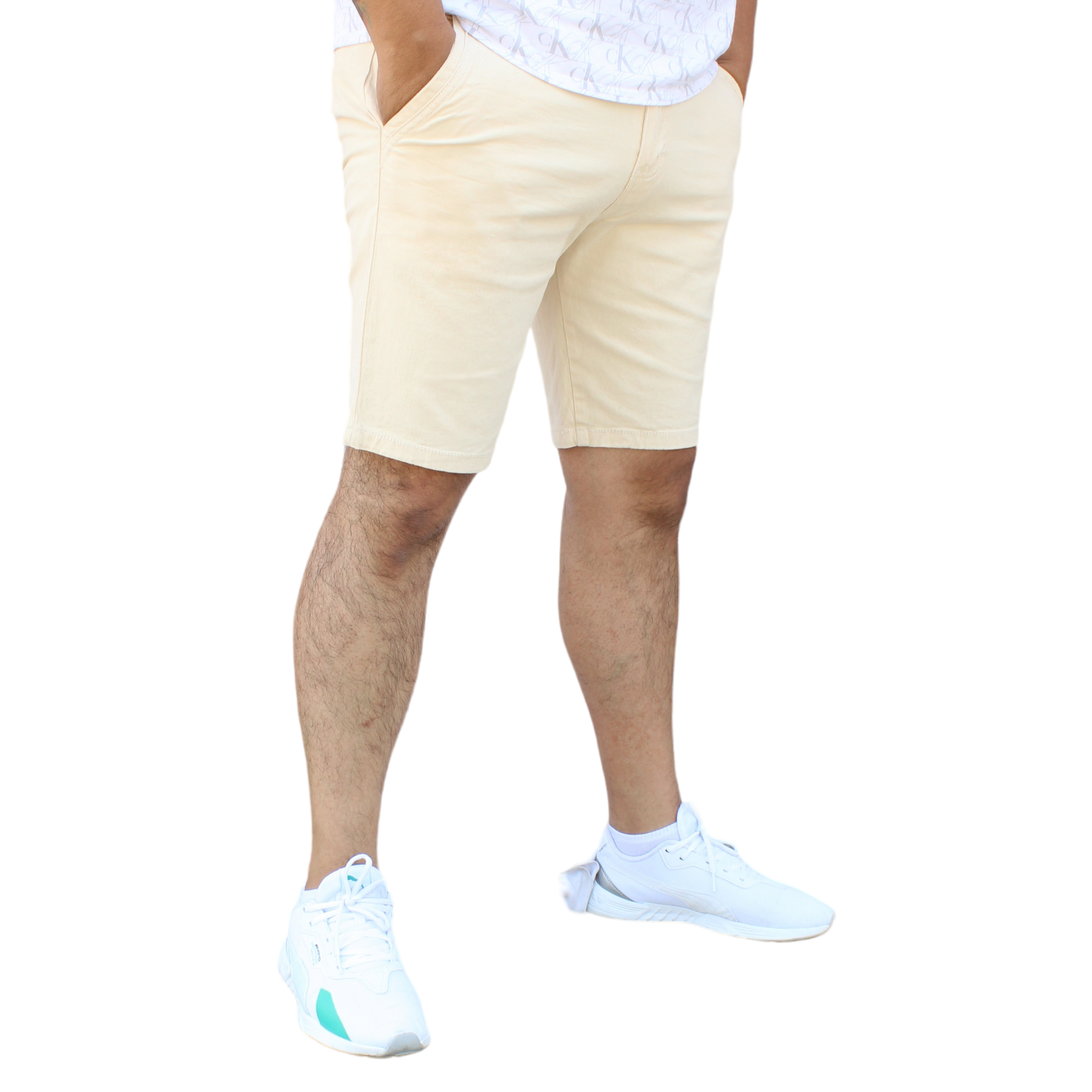 Foto 3 pulgar | Bermuda Short Skinny De Gabardina Stretch Hueso John Silver