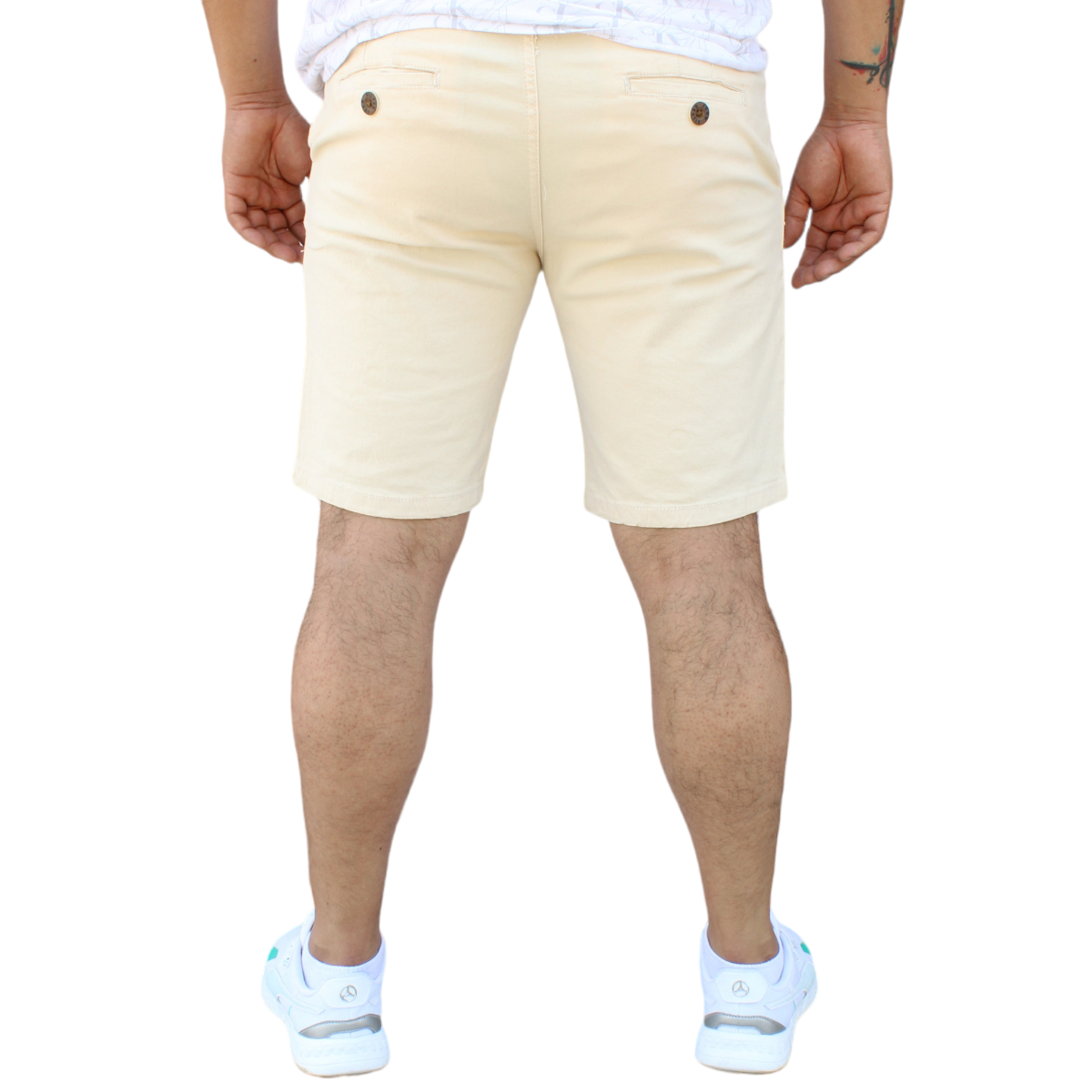 Foto 4 pulgar | Bermuda Short Skinny De Gabardina Stretch Hueso John Silver