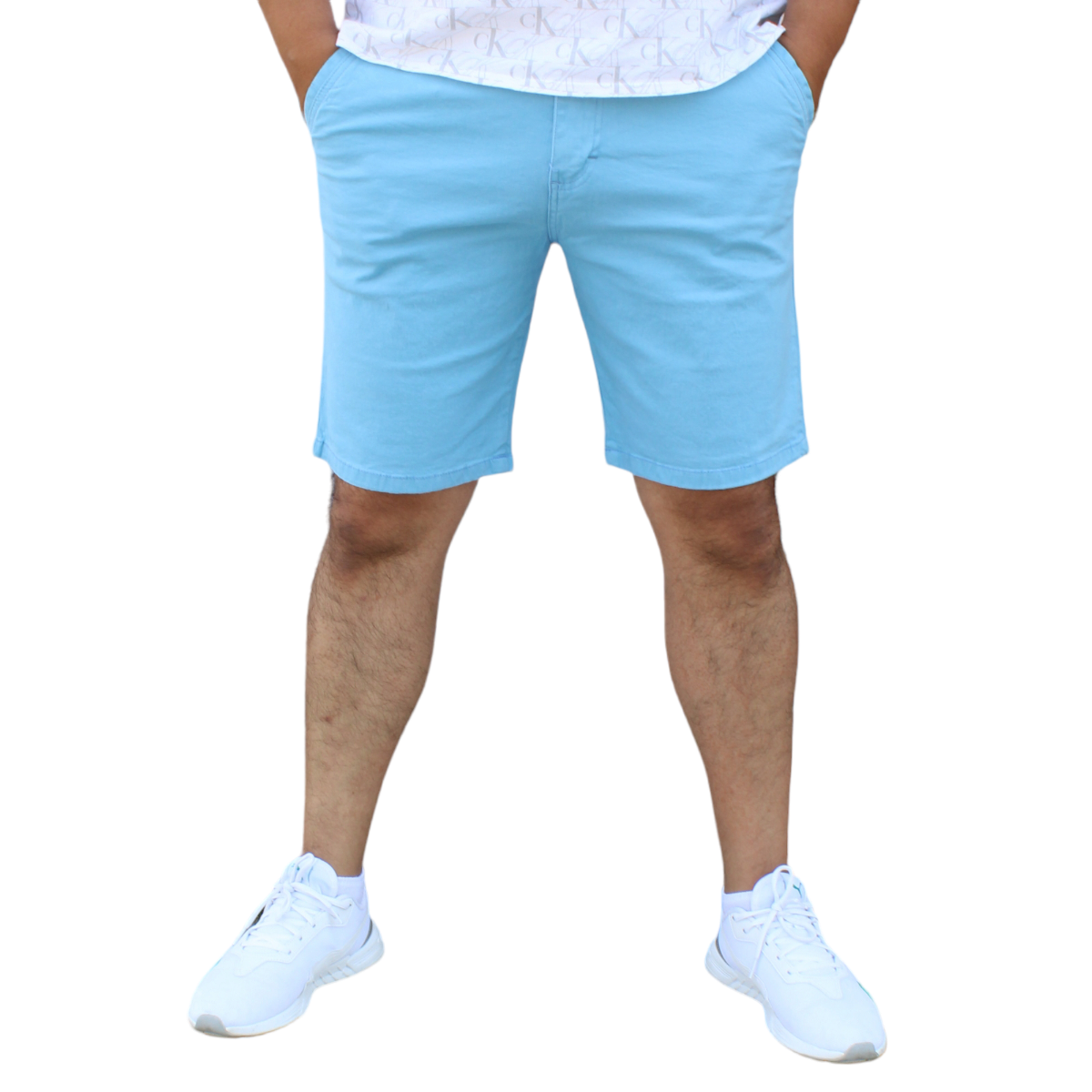 Foto 2 pulgar | Bermuda Short Skinny De Gabardina Stretch Azul Claro John Silver