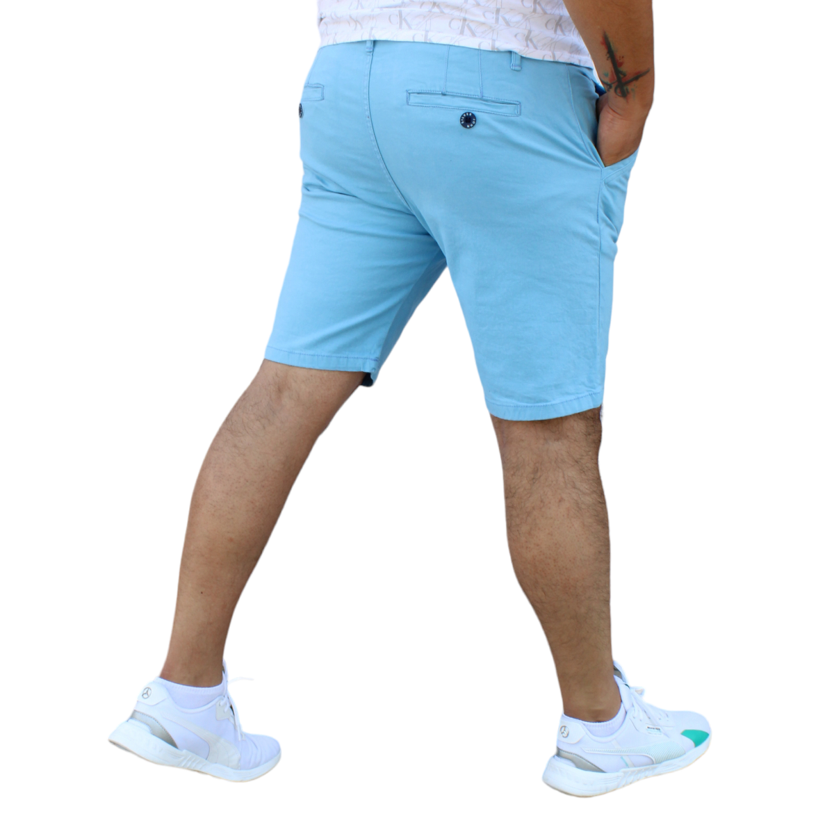 Foto 3 pulgar | Bermuda Short Skinny De Gabardina Stretch Azul Claro John Silver