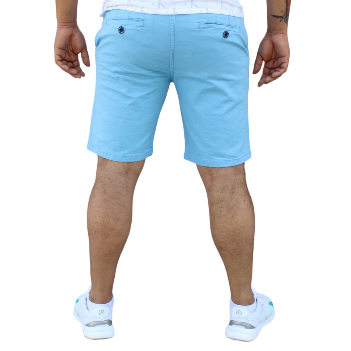 Foto 4 pulgar | Bermuda Short Skinny De Gabardina Stretch Azul Claro John Silver