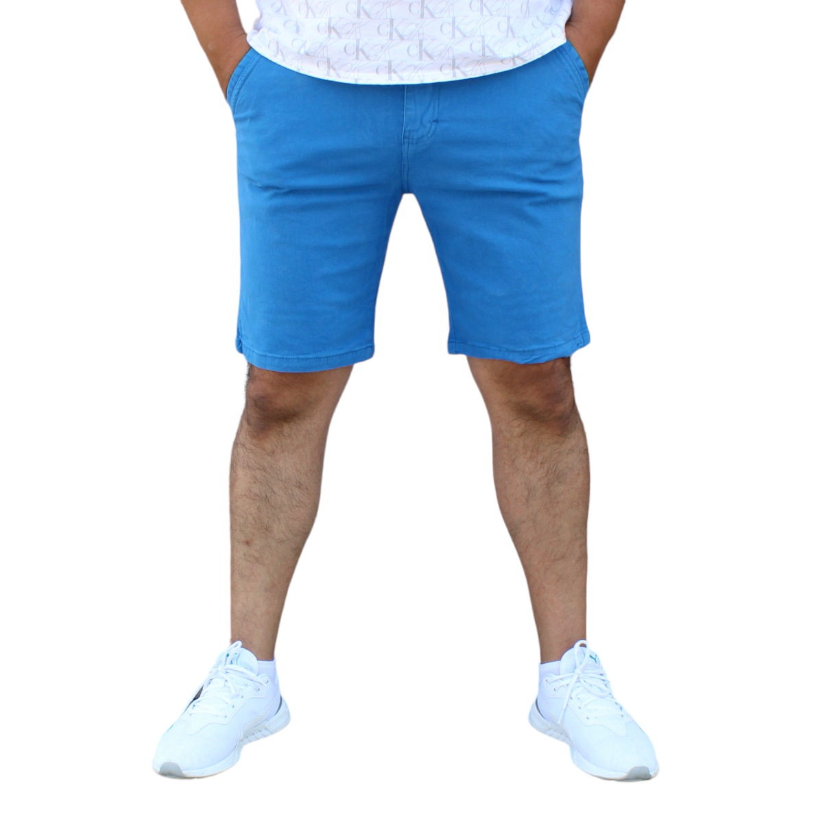 Foto 2 pulgar | Bermuda Short Skinny De Gabardina Stretch Azul Rey John Silver