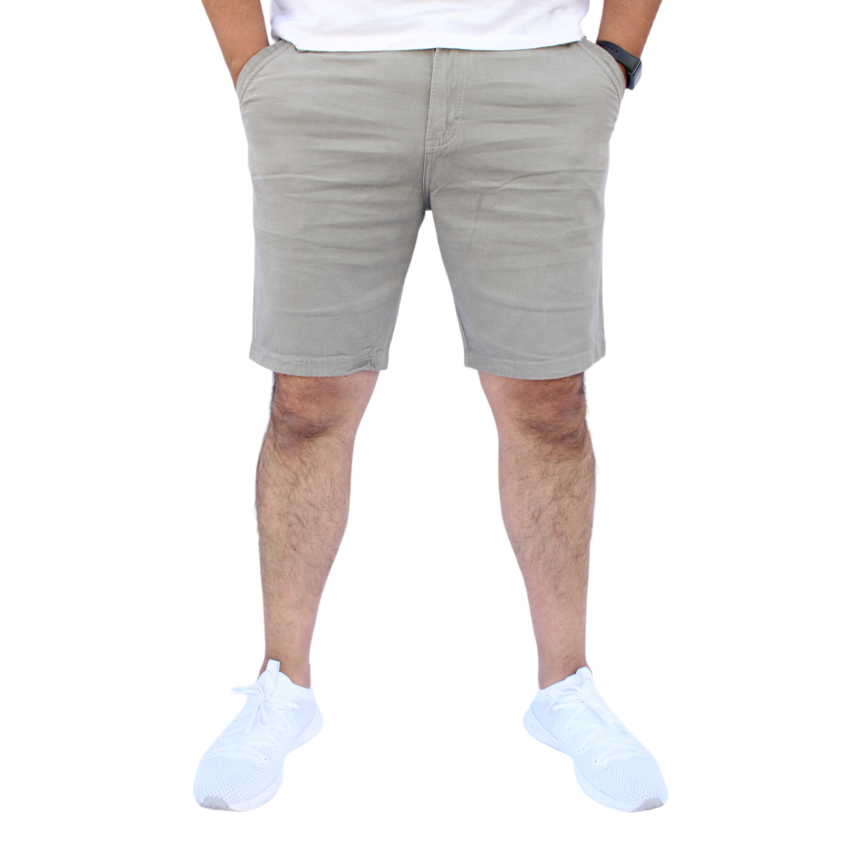 Foto 2 pulgar | Bermuda Short Skinny De Gabardina Stretch Gris Claro John Silver