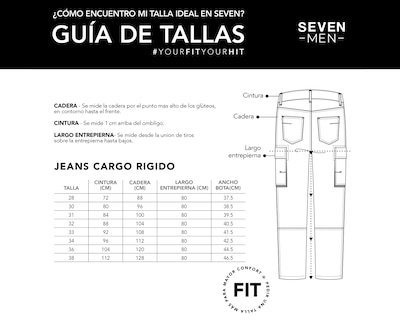 Foto 5 | Jeans Hombre Pantalon Mezclilla Cargo Cintura Regular Seven Jeans