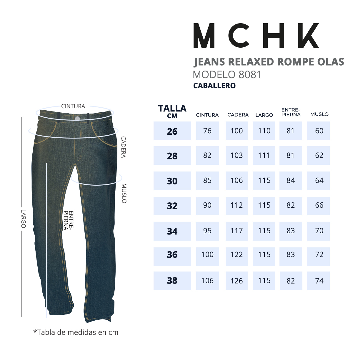 Foto 6 pulgar | Jeans De Mezclilla Mchk. Corte Relaxed, Caballero, Color Rompe Olas. Modelo 8081