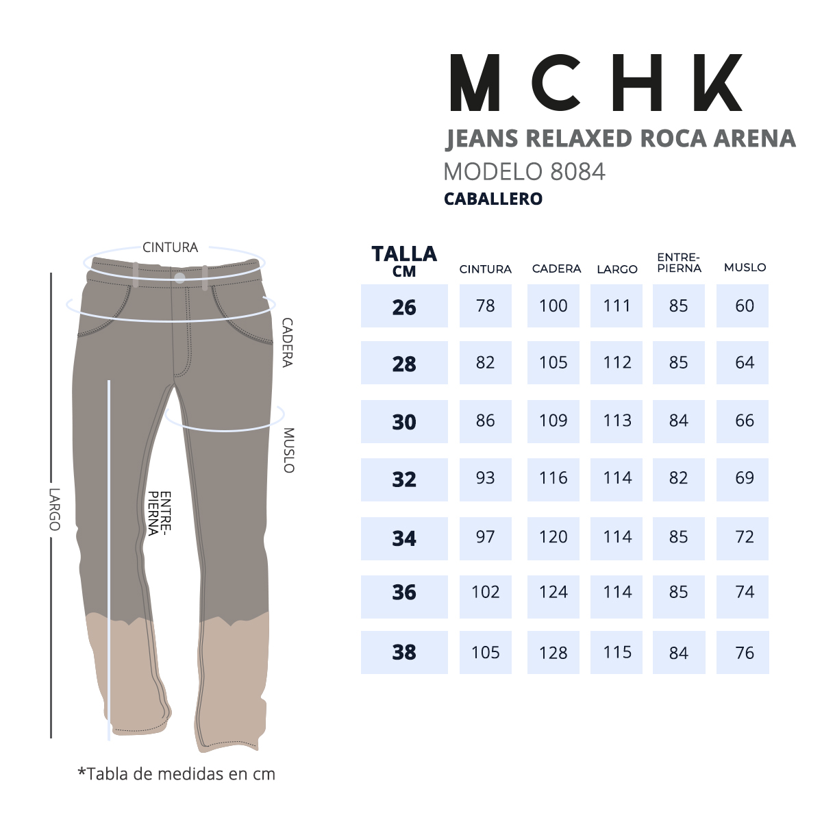 Foto 6 pulgar | Jeans De Mezclilla Mchk. Corte Relaxed, Caballero, Color Roca Arena. Modelo 8084