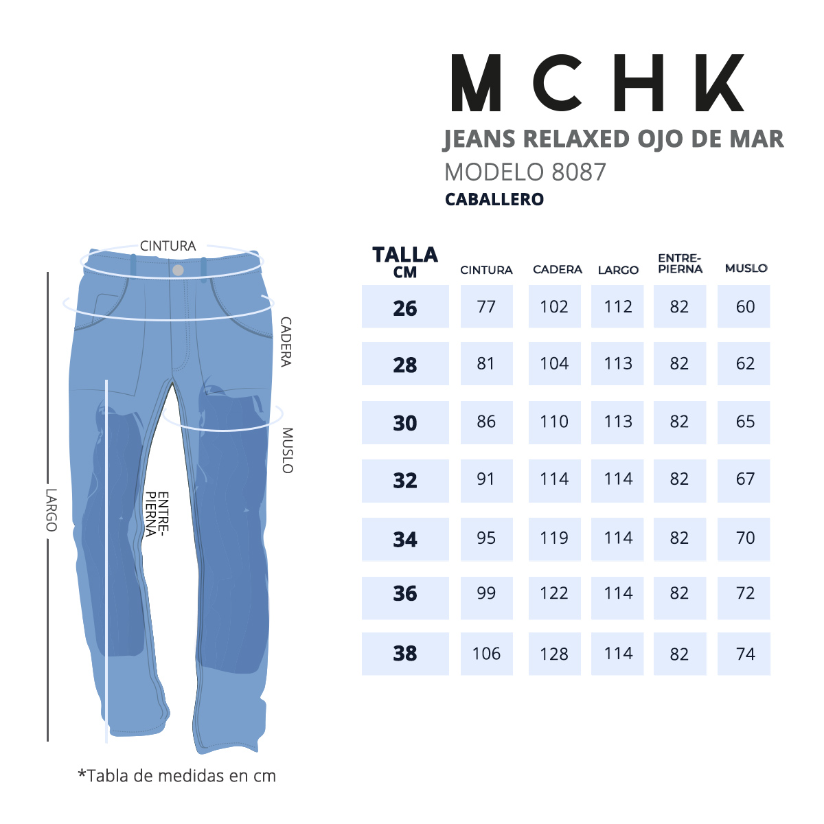 Foto 7 pulgar | Jeans De Mezclilla Mchk. Para Caballero Corte Relaxed. Color Ojo De Mar. Modelo 8087